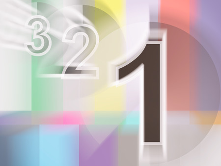 Close-up of colorful tv screen with numbers 1,2,3の写真素材