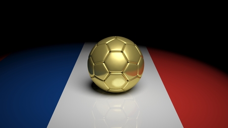 3d rendering Golden Soccer ball with France flagの写真素材