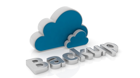 3D rendering of Cloud symbols with Backup text , isolated on white background.