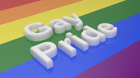 3d rendering words gay pride writen on rainbow backgroundの写真素材