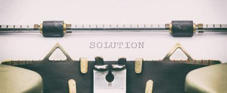 Close-up of SOLUTION word on a typewriter sheetの写真素材