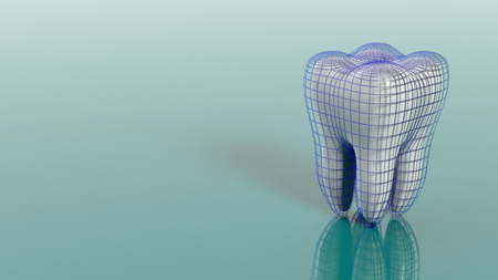 Dental protection concept on green background. 3d illustrationの写真素材