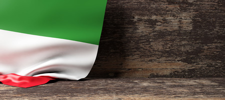 Italy flag on a wooden background. 3d illustration