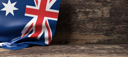 Australia flag on a wooden background. 3d illustrationの写真素材