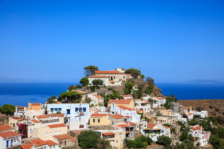 Panoramic view of Ioulida village on Kea island in Greece.の写真素材