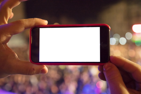 Smartphone blank screen template copy space.Blurred background	