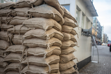 Checkpoint Charlie or Checkpoint C. Border between east and west Berlin at Cold War's period.のeditorial素材