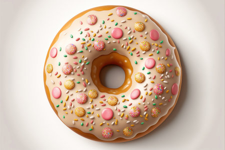 Donut with sprinkles isolated on white background. 3d illustrationの素材
