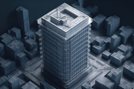Skyscraper in the city. 3d rendering, 3d illustration.の素材