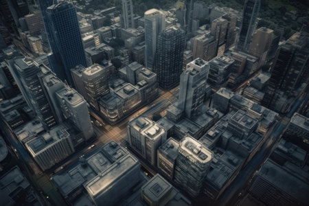 3d rendering of skyscrapers and high-rise buildings.の素材