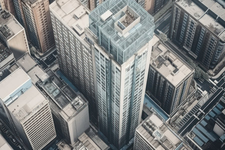 Aerial view of skyscrapers in Hong Kong, China.の素材