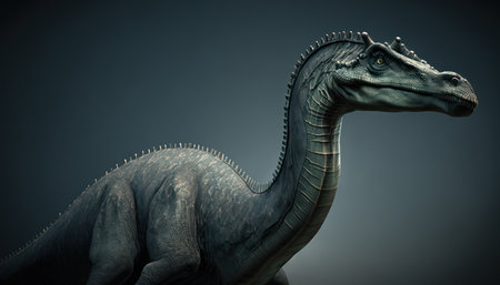 3d rendering of a dinosaur on a dark background. 3d illustration.の素材
