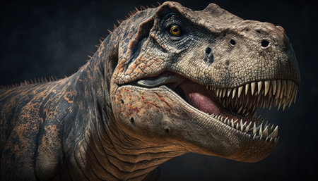 Dinosaur T-rex on a dark background. 3d renderの素材