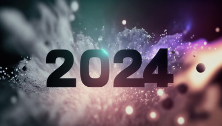 New Year 2014 background, 3D illustration with bokeh effectの素材