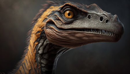 dinosaur on a dark background, 3d render, close-upの素材