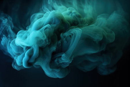 abstract background of colored smoke on a black background, close-up generative ai illustrationの素材