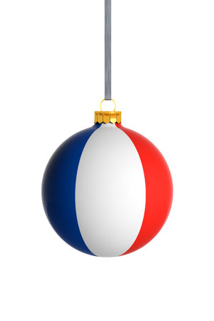 France flag Christmas ball isolated on white background,の写真素材
