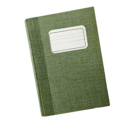 green notebook isolated on white background,の写真素材
