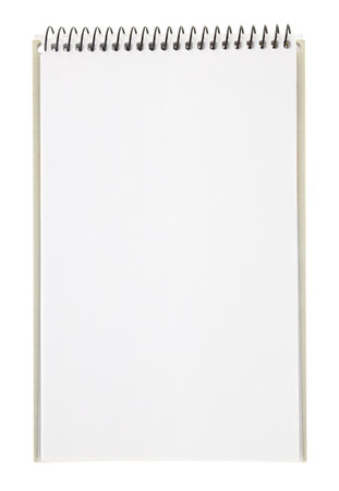 Blank open notebook isolated on white background,の写真素材