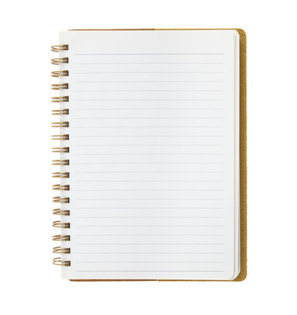 Blank open notebook isolated on white background,の写真素材