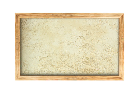 Wooden photo frame empty isolated on white transparent backgroundの写真素材