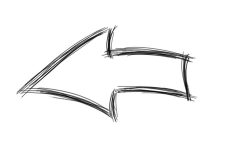 Hand drawn arrow isolated on white transparent backgroundの写真素材