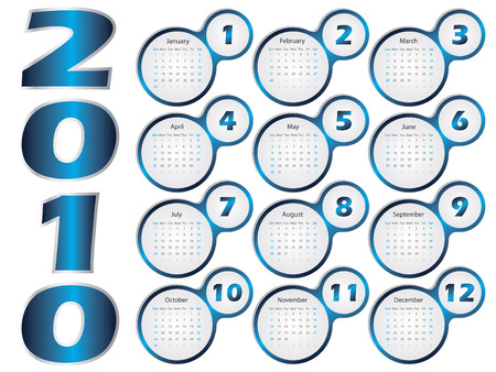 2010 blue calendar のイラスト素材