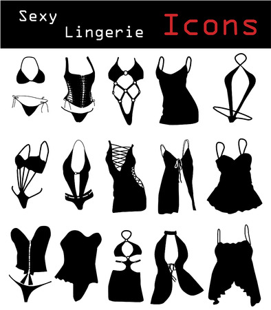 Sexy lingerie iconsのイラスト素材