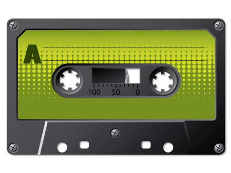 Green halftone labeled cassetteのイラスト素材