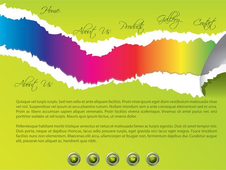 Green torn website template with rainbow colorsのイラスト素材