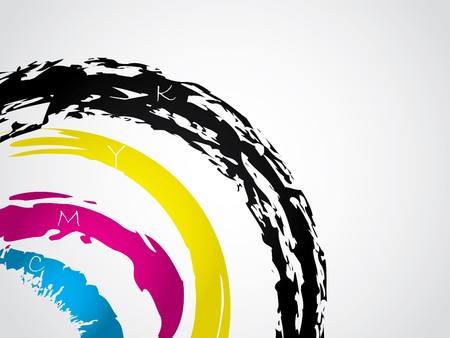 Cyan magenta yellow and black splatter backgroundのイラスト素材