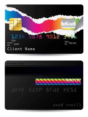 Torn credit card design sampleのイラスト素材