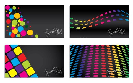 Vivid colored business card set on black backgroundのイラスト素材