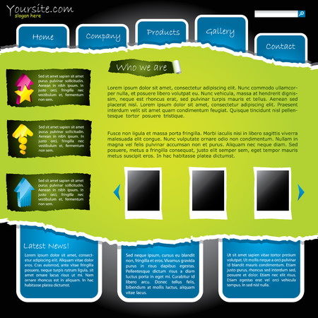 Cool green torn website with labelsのイラスト素材