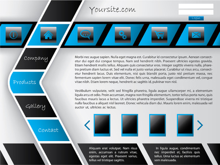 Horizontal and arrow shaped button bar website template のイラスト素材