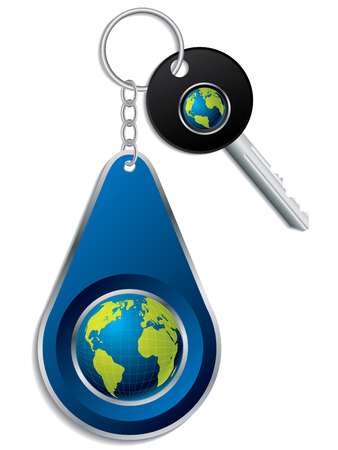 Key and globe design keyholderのイラスト素材