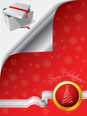 Giftbox under folded red greetingのイラスト素材