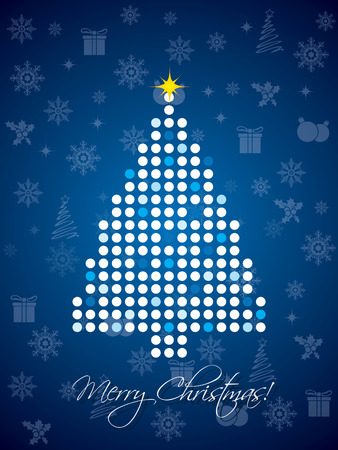 Blue and white dotted christmas cardのイラスト素材