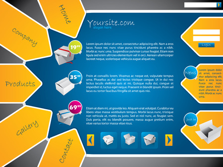 Website template design with labels and stickersのイラスト素材