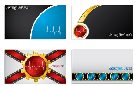 Business card set with ekg symbolのイラスト素材