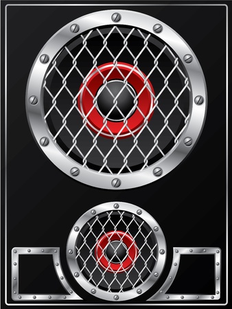 Metallic speaker design with metallig gridのイラスト素材