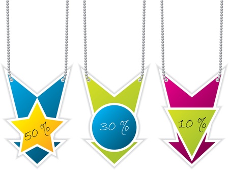 Cool arrow shaped label set of threeのイラスト素材