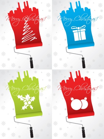 Shifty christmas greeting card designs with paint rollersのイラスト素材
