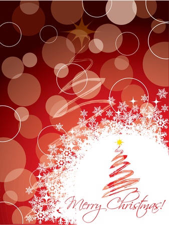 Red christmas greeting card design with christmas treeのイラスト素材