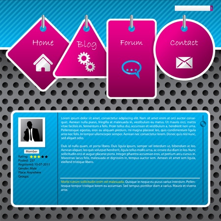 Website template design with dotted background and hanging labelsのイラスト素材