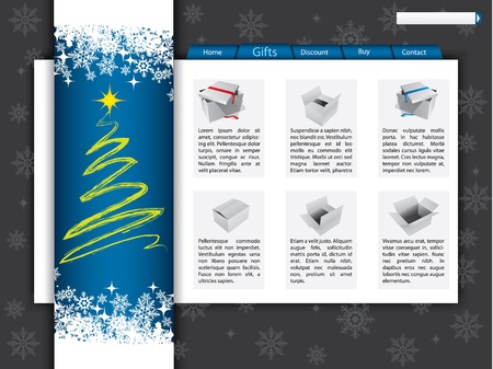 Christmas online giftshop design with decoration and treeのイラスト素材