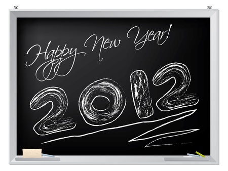 Happy new year on blackboard for 2012のイラスト素材