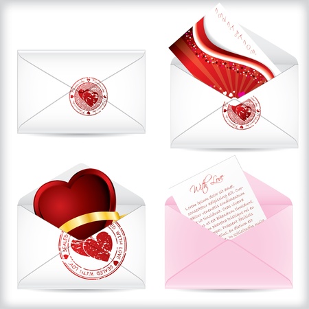 Love letters open and sealed with various things insideのイラスト素材