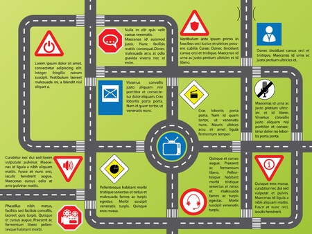 Cool info graphic with roads and stylish signsのイラスト素材
