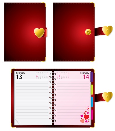 Love diary closed and open with dateのイラスト素材